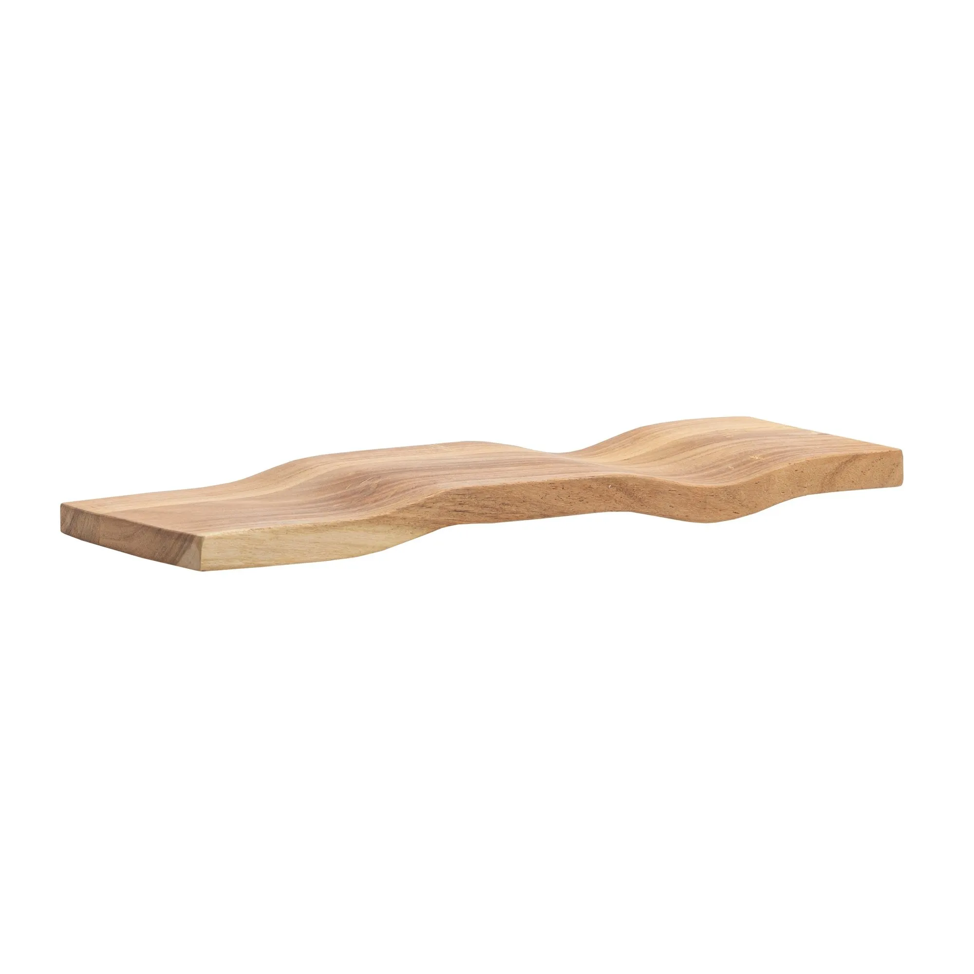 Wandregal Akazie Massivholz 40cm - Schwebendes Design Regal für die Wand Holz massiv - Hängeregal in Wellenform - Wandboard aus Echtholz
