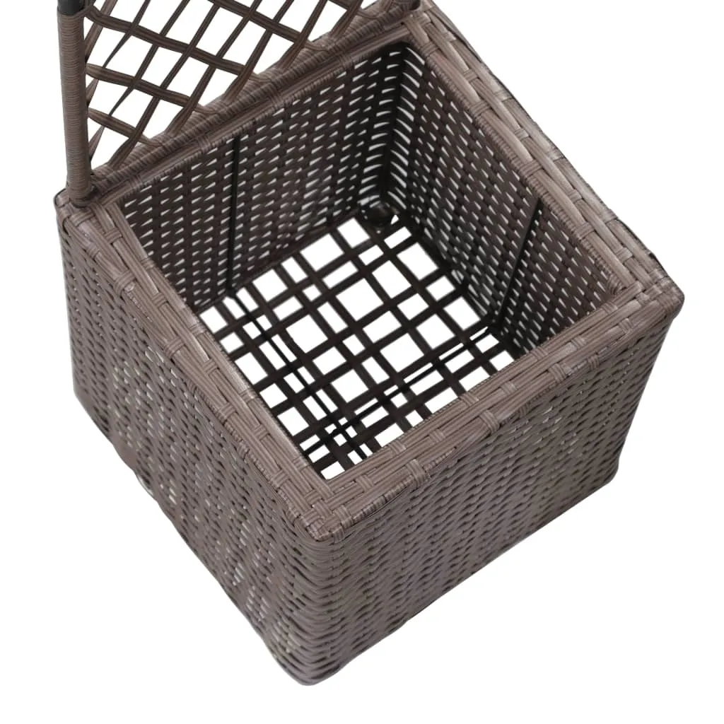 Hochbeet aus Poly Rattan mit Rankhilfe 30x30x107 cm Braun