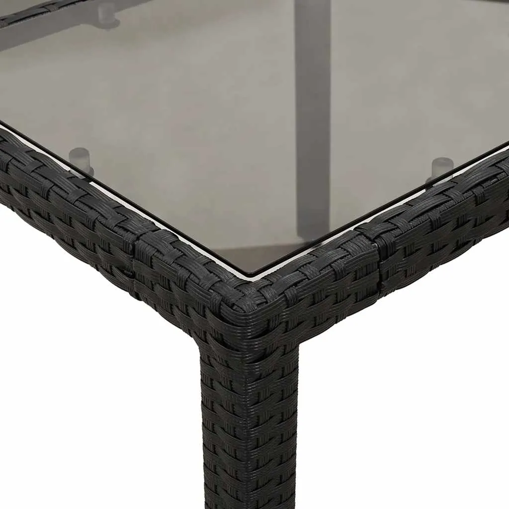 Gartentisch mit Glasplatte 190 x 90 x 75 cm Schwarz