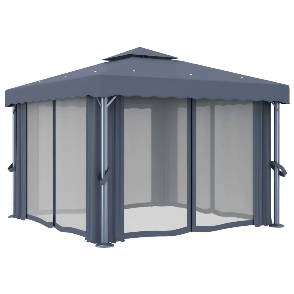 Pavillon 3x3 m Anthrazit mit Aluminium- und Stahlgestell