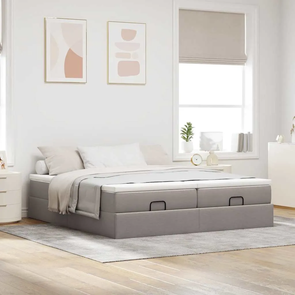 Ottomanbett mit Matratzen 203 x 160 x 23,5 cm Taupe