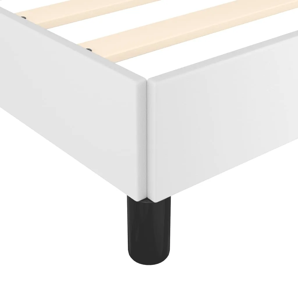 Weißes Kunstlederbett 203 x 83 x 25 cm mit Sperrholzlatten