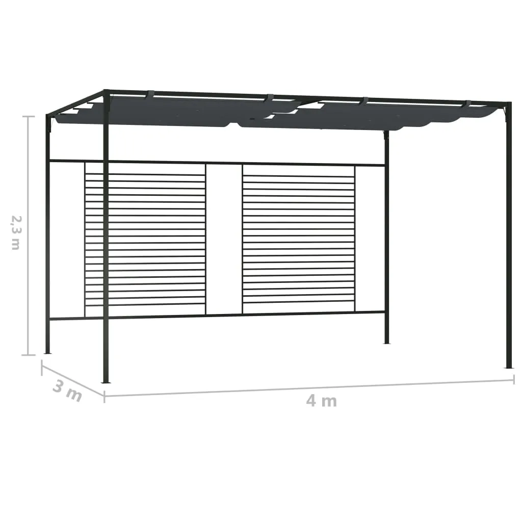 Pavillon mit ausziehbarem Dach 4x3x2,3 m Anthrazit