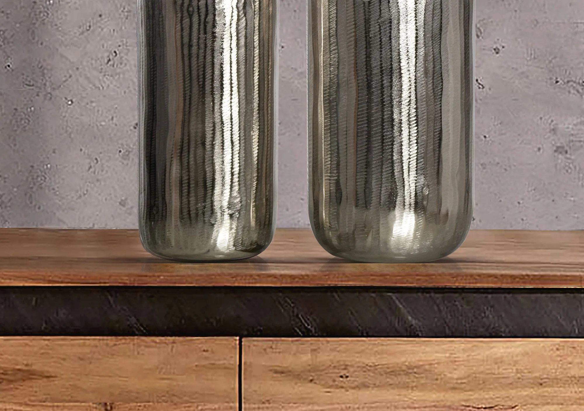 Deko Vase 2er Set Aluminium Silber Zylinder Blumenvase Modern