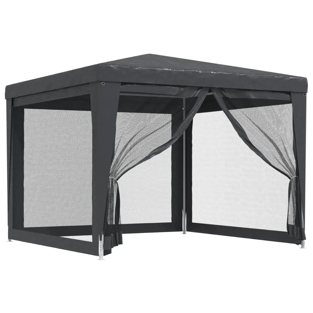 Partyzelt 300x300x246 cm Anthrazit mit wasserfestem HDPE und Mesh-Seitenwänden