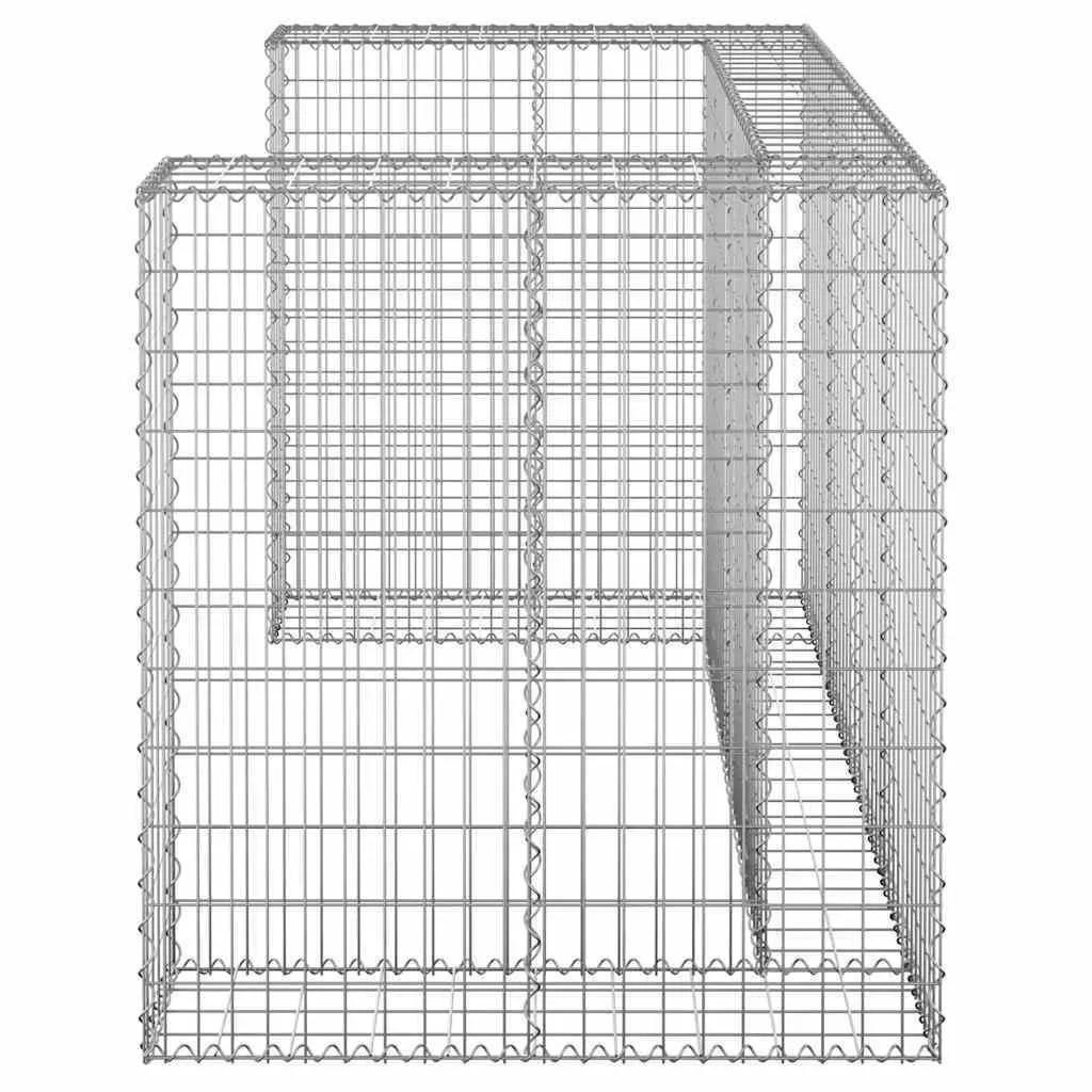 Gabionen-Mülltonnenverkleidung 180x100x110 cm silbern aus verzinktem Stahl