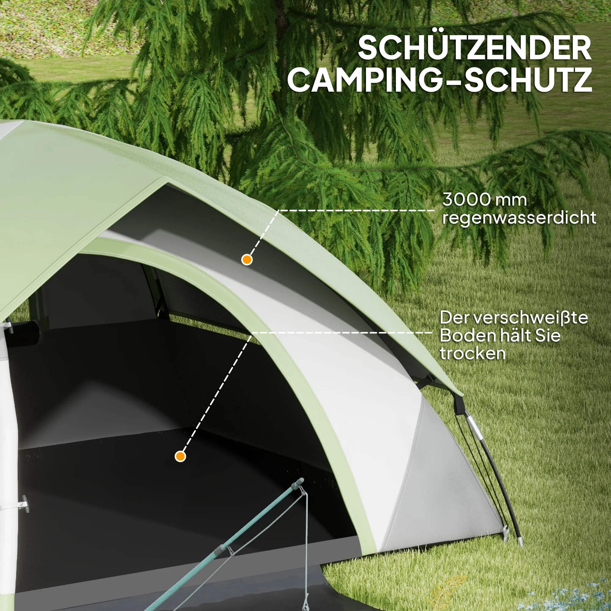 Campingzelt 2 Personen 210x150x110 cm Grün