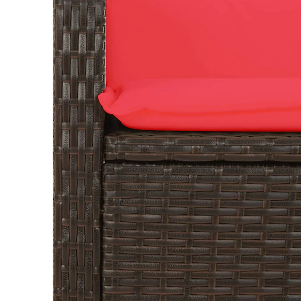 Garten-Relaxbank 105x59x93 cm Braun aus PE-Rattan und Stahl