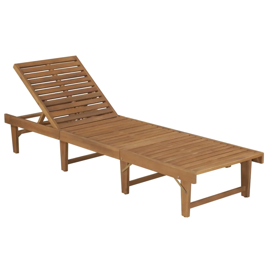 Echtholz Sonnenliege 200 x 61 x 30/86 cm Beige