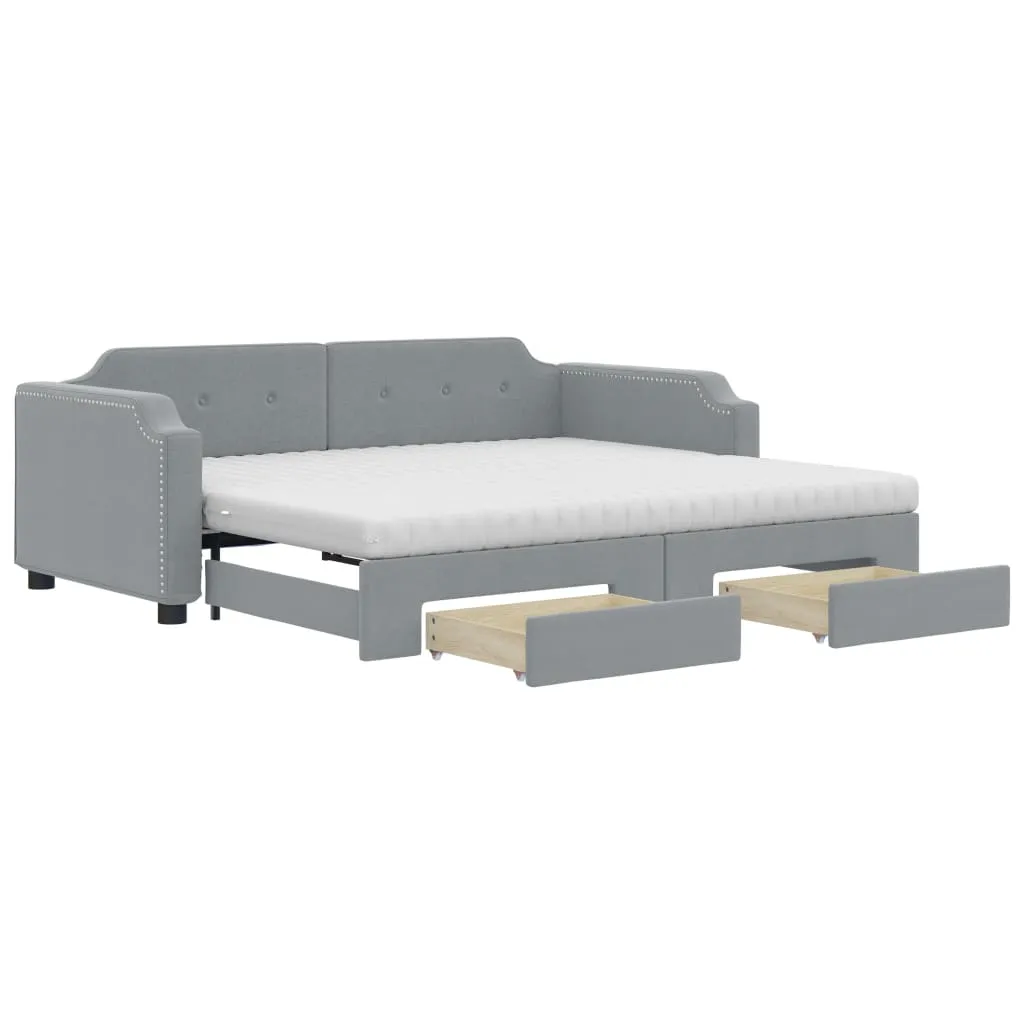 Ausziehbares 2-in-1-Tagesbett Sofa Hellgrau 223x110x66,5 cm
