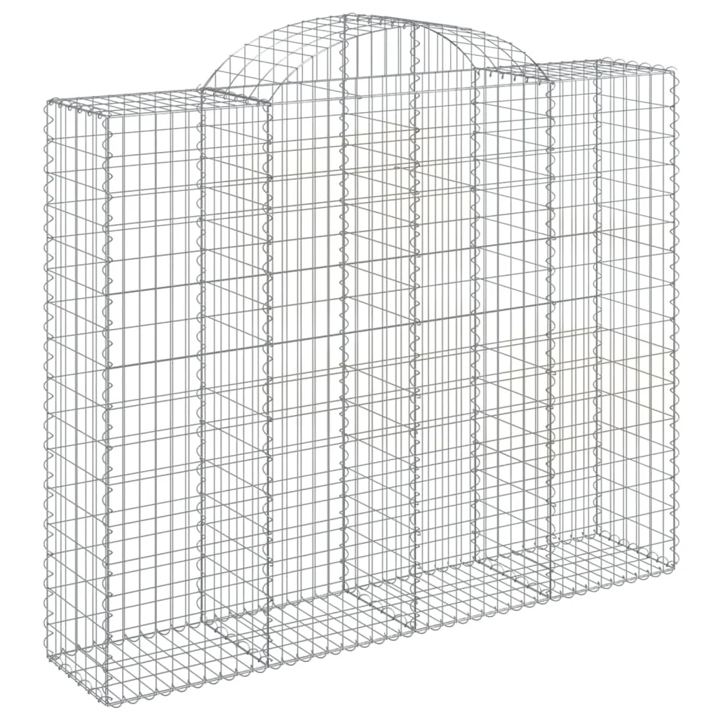 Gabionenwand Hochbogen 200x50x160/180 cm silbern verzinktes Eisen