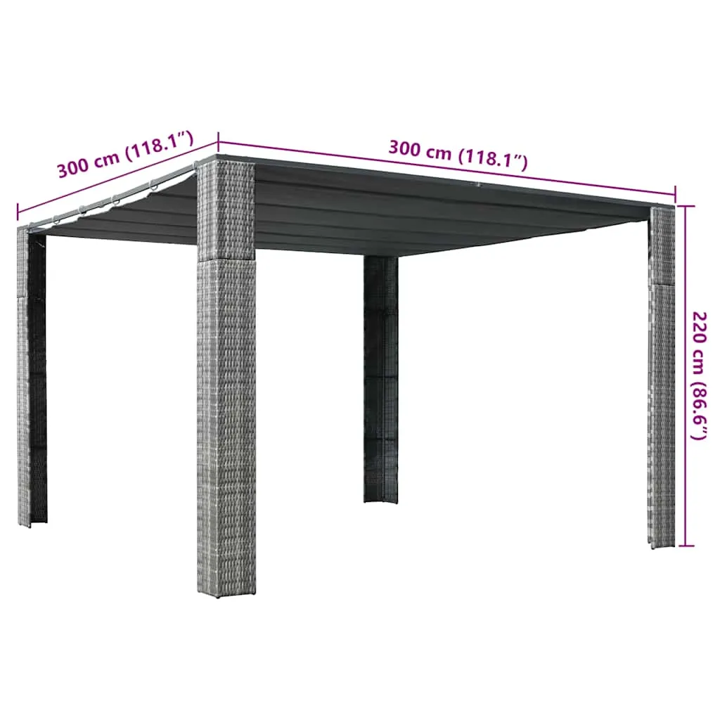Stylischer Pavillon 300 x 300 x 220 cm in Grau und Anthrazit