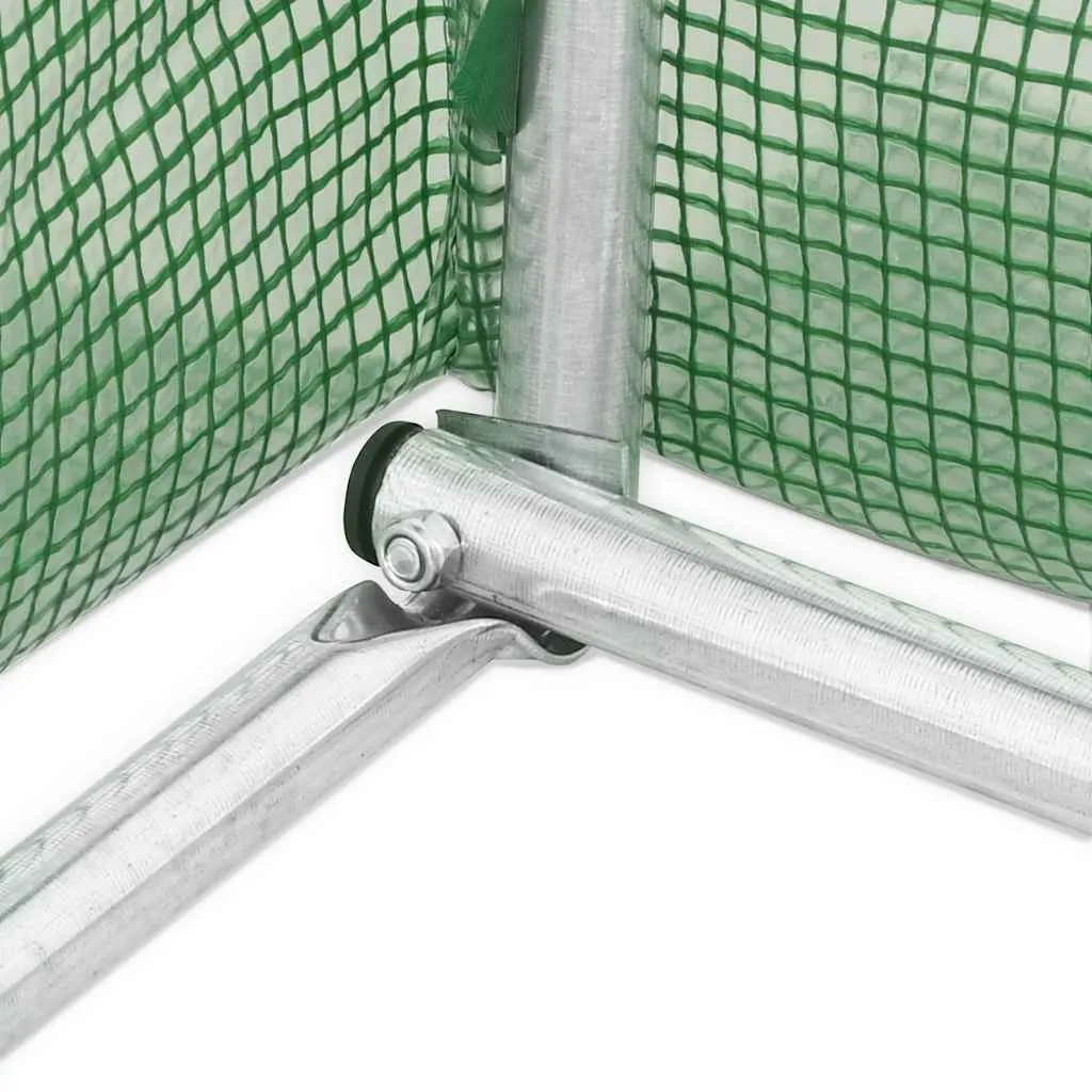 Gewächshaus 15x3x2 m Grün mit PE-Netzgewebe und verzinktem Stahlrahmen