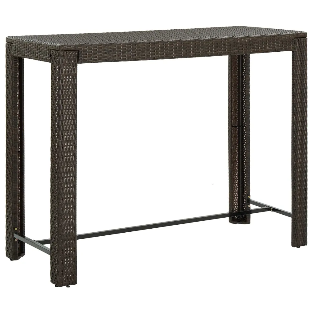Bartisch Braun 140,5 x 60,5 x 110,5 cm mit PE-Rattan und Stahlgestell