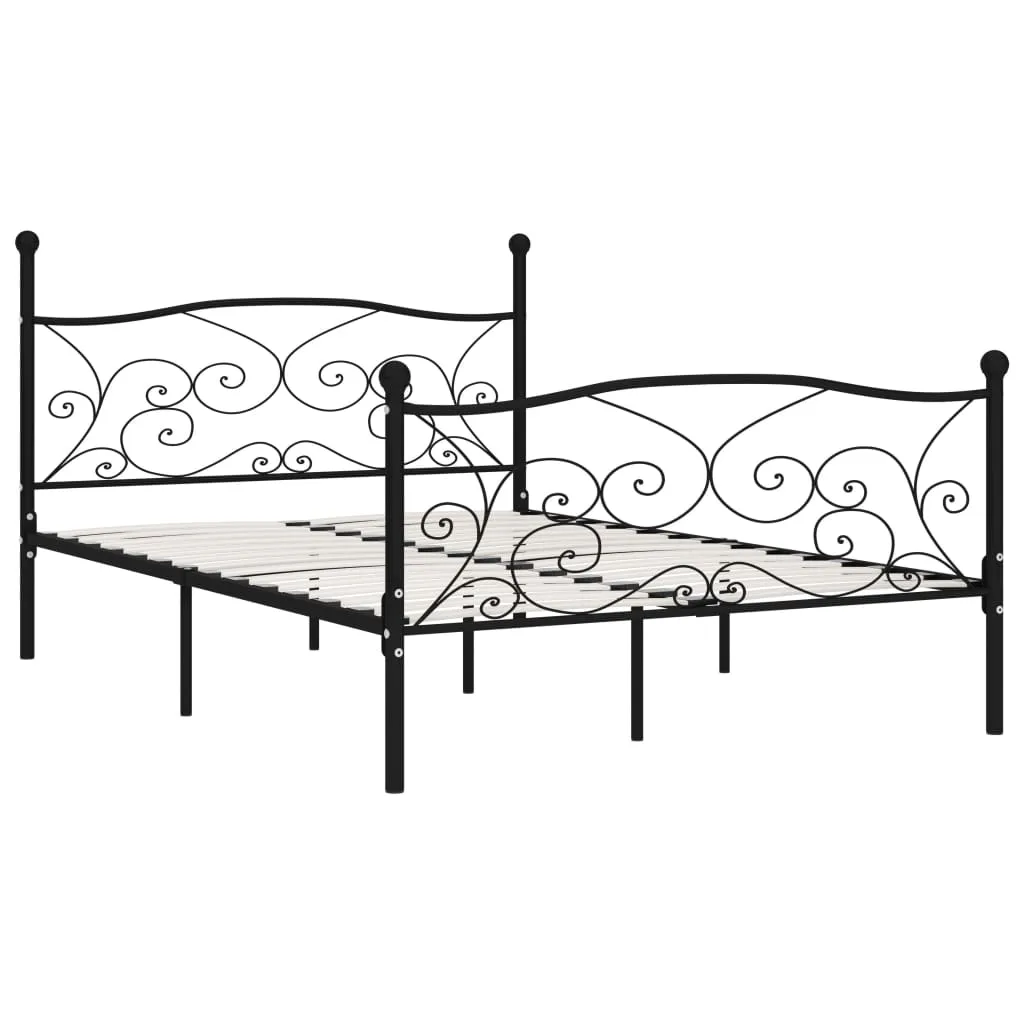 Metallbettgestell Schwarz 211x169x105 cm mit Lattenrost