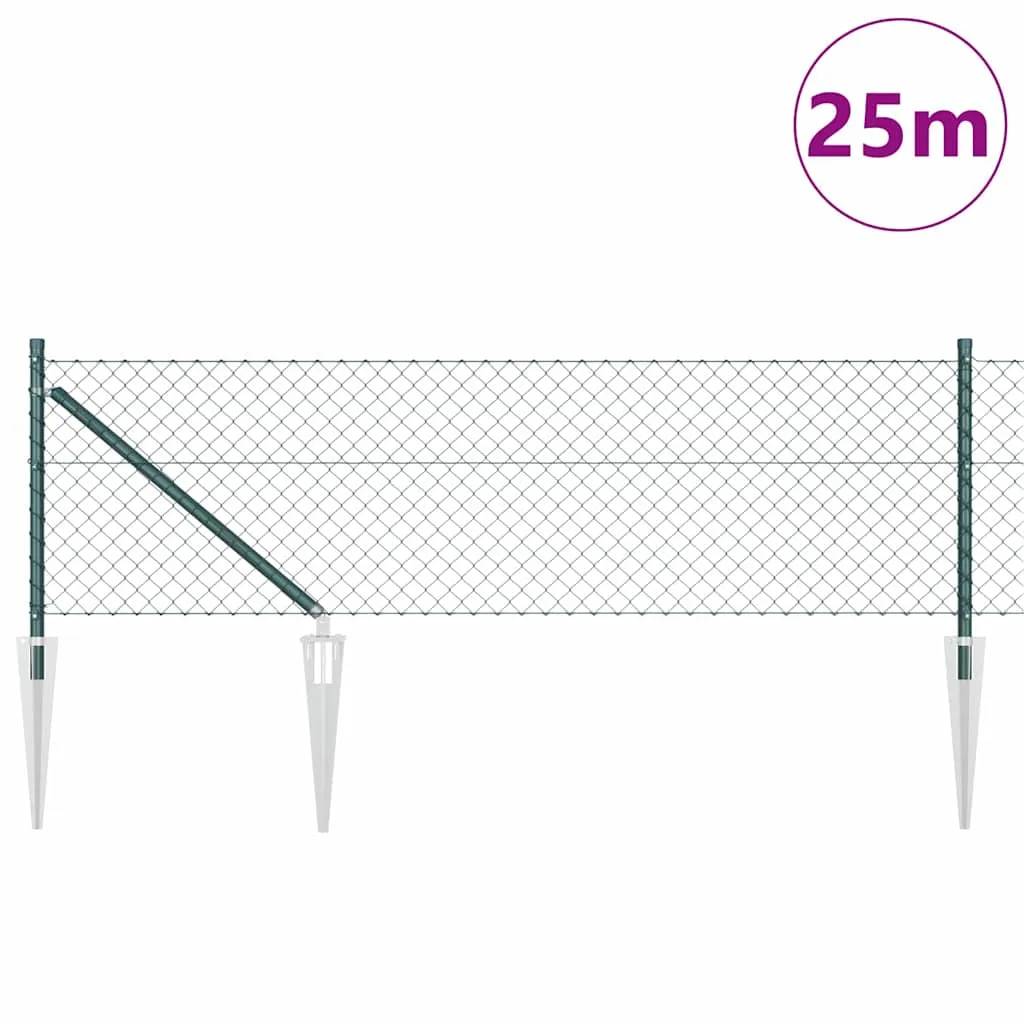 Zaunpfosten-Set aus Stahl Grün 2500 x 3,2 x 80 cm