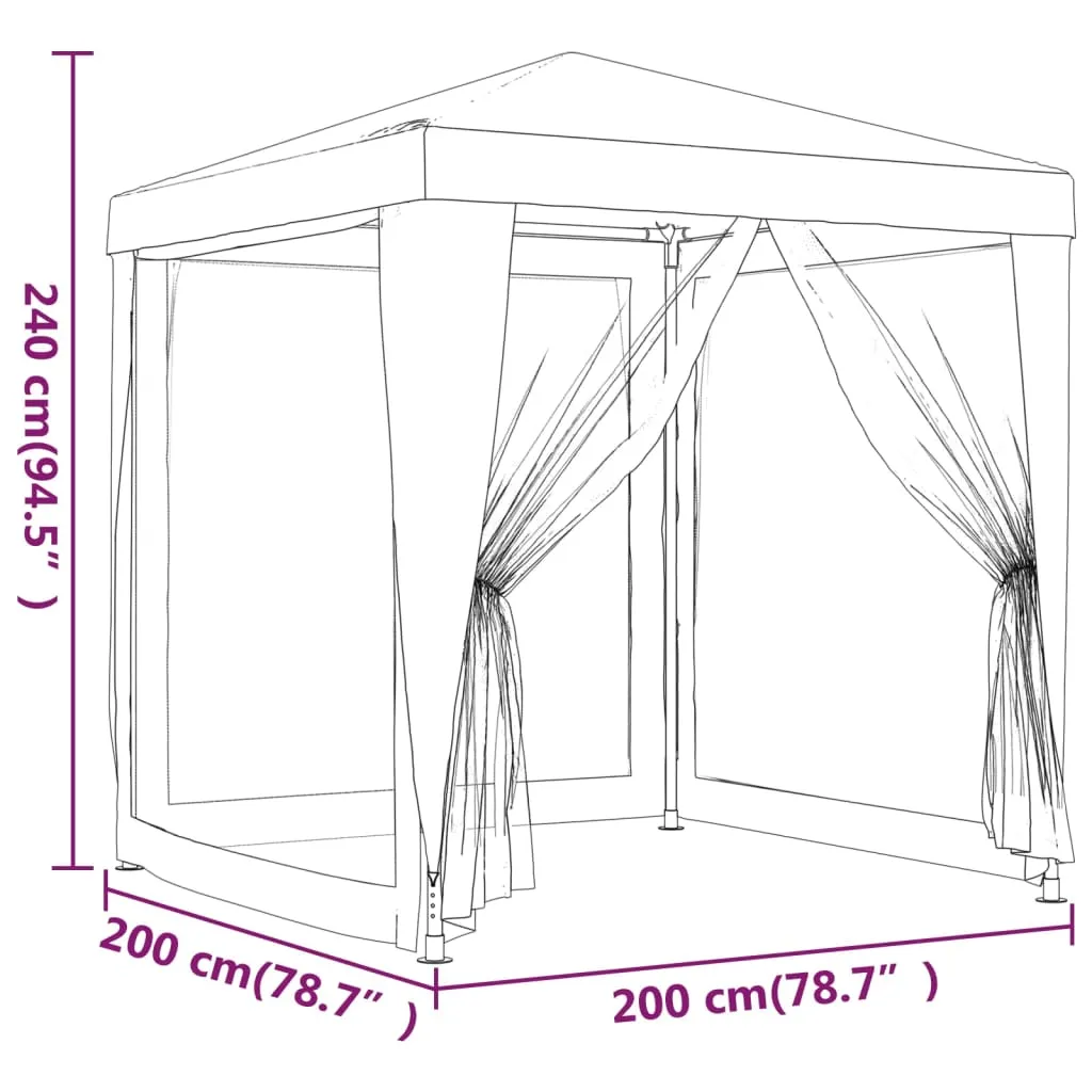 Partyzelt 200x200x240 cm Anthrazit mit wasserfestem HDPE und Mesh-Seitenwänden