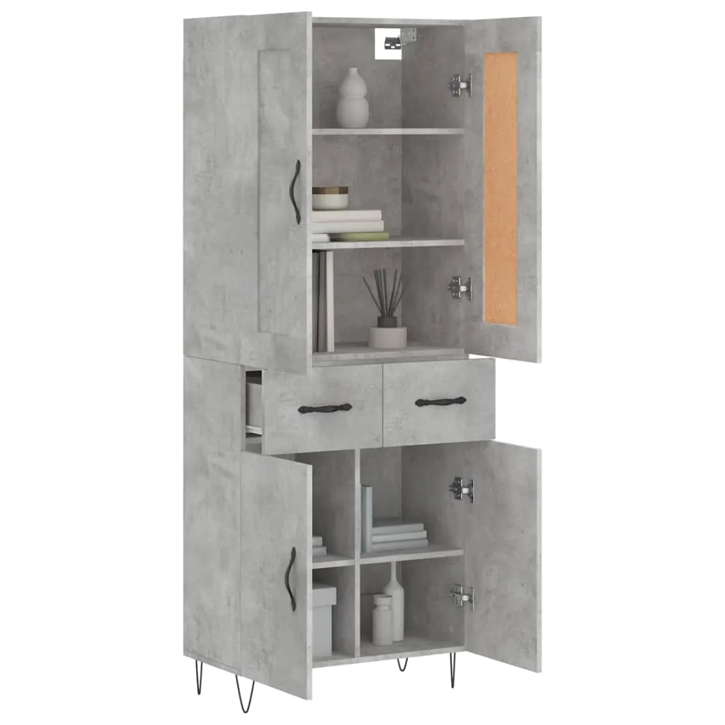 Elegantes Highboard 69,5 x 34 x 180 cm in Betongrau