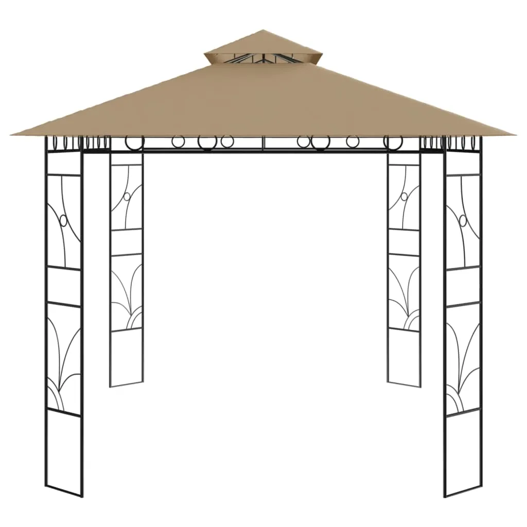 Outdoor Pavillon 400x300x270 cm Taupe mit Stahlgestell und PA-beschichtetem Stoff