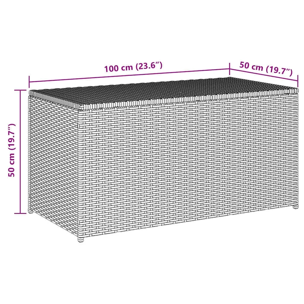 Auflagenbox Schwarz 100 x 50 x 50 cm aus Poly Rattan