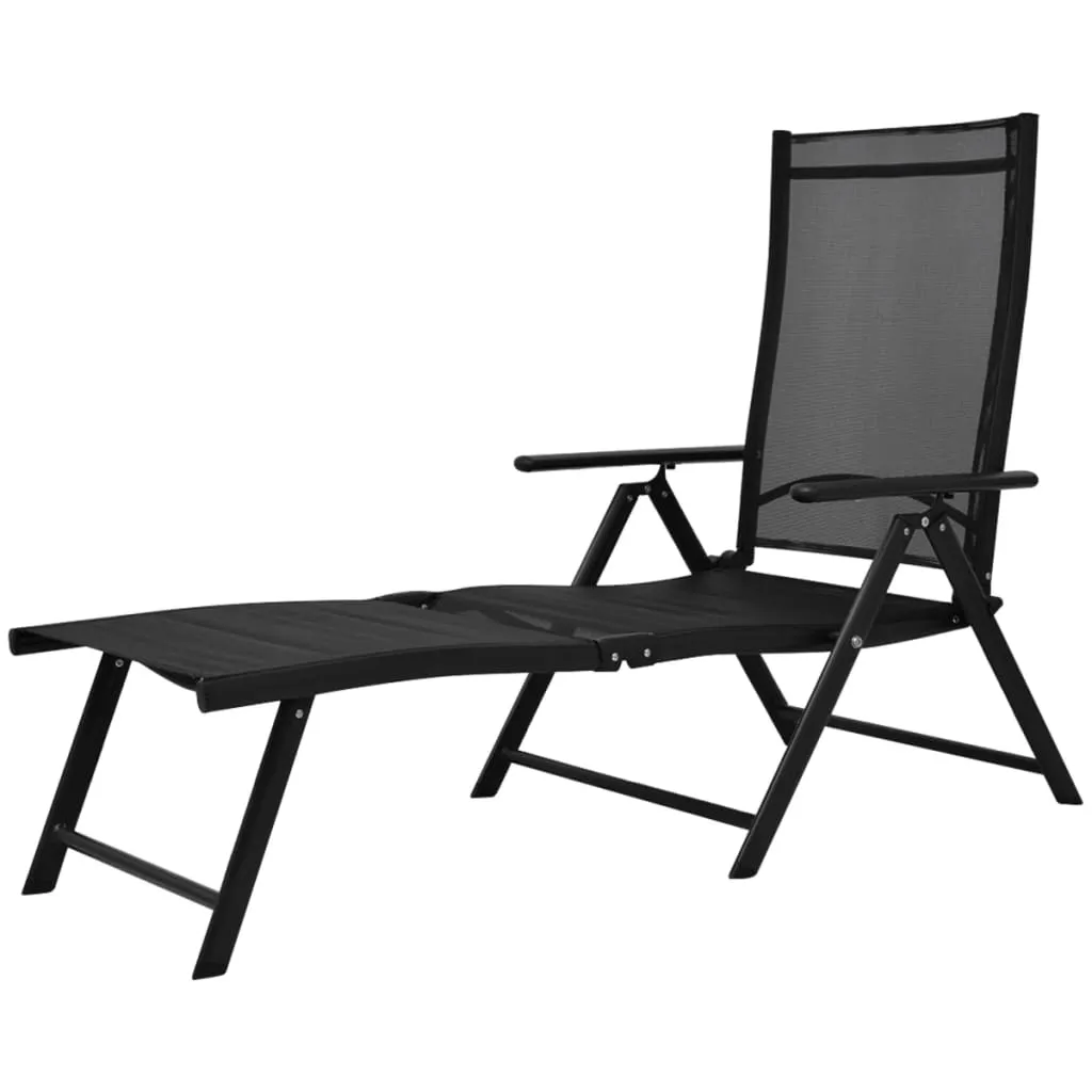 Klappbare Gartenliege Aluminium Textilene 178x63,5x96 cm Schwarz