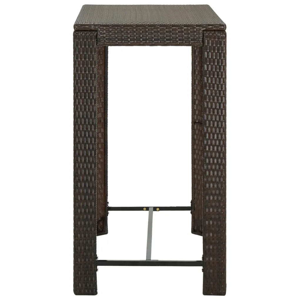 Brauner Bartisch aus PE-Rattan mit pulverbeschichtetem Stahlgestell, 100x60,5x110,5 cm