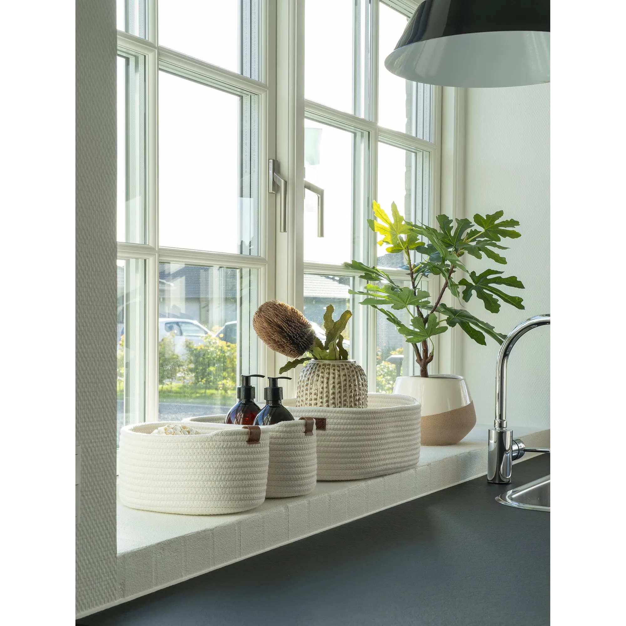 tinkaro Körbe Set 3-teilig Baumwolle 16x16x25 / 22x22x35 / 11x11x13 cm Weiß