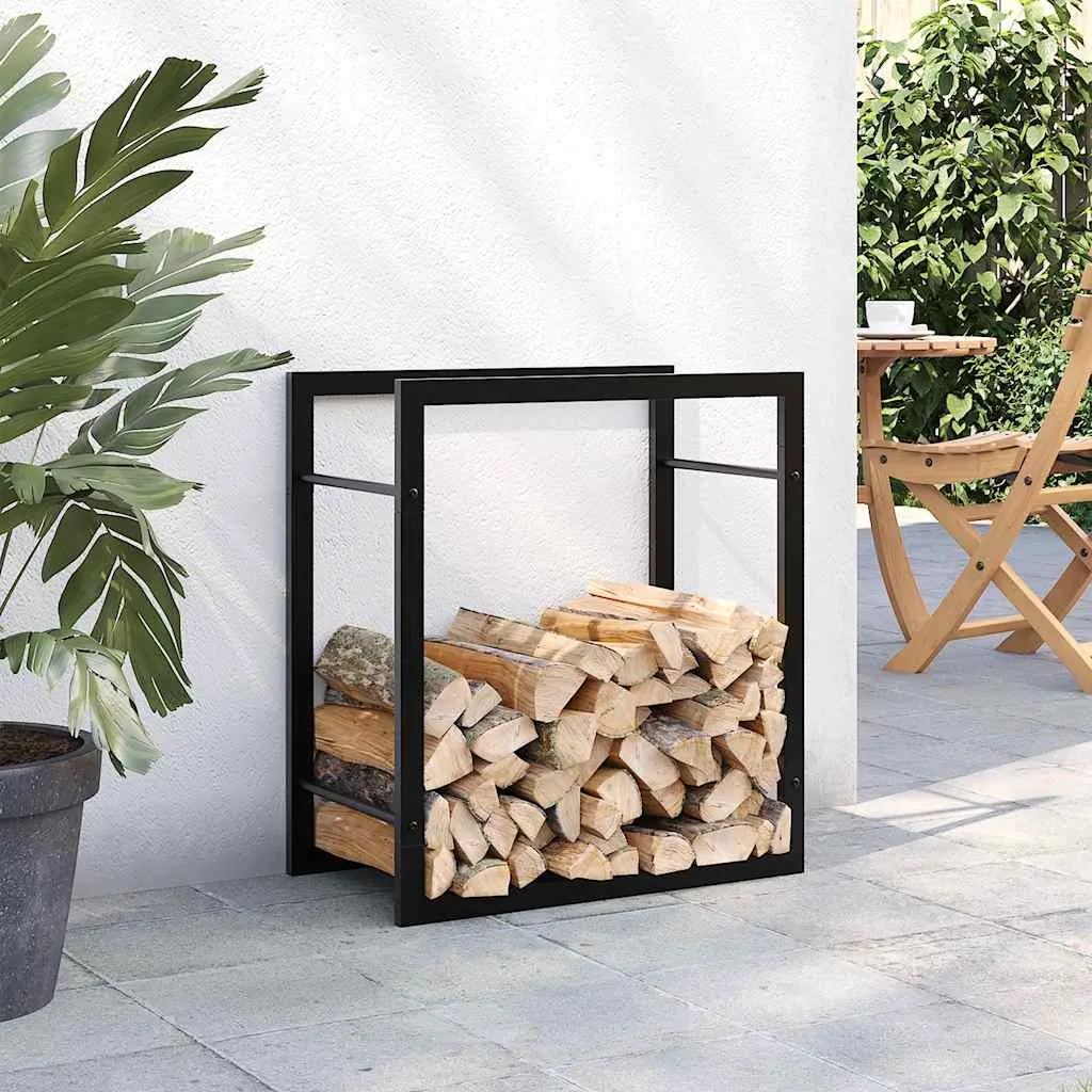 Kaminholzregal aus Stahl Mattschwarz 50 x 28 x 56 cm