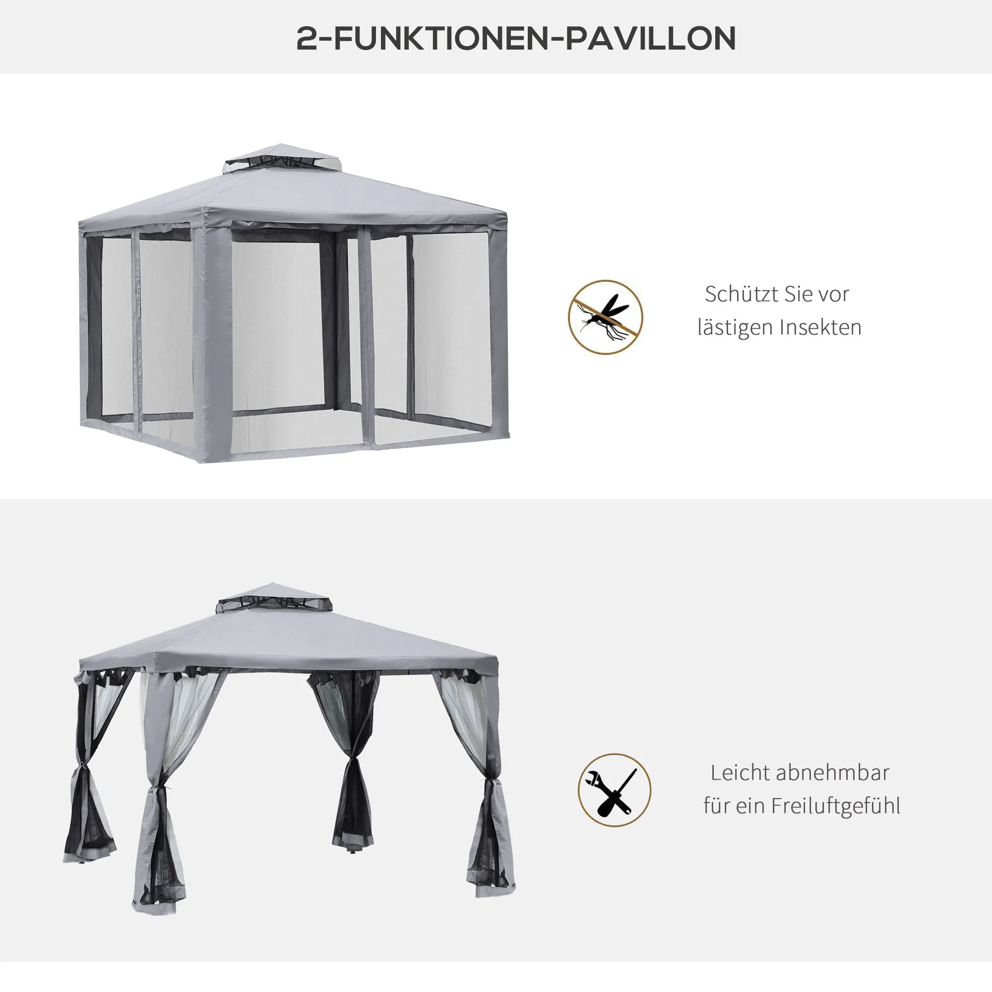 Eleganter Pavillon 294x294x265 cm in Hellgrau