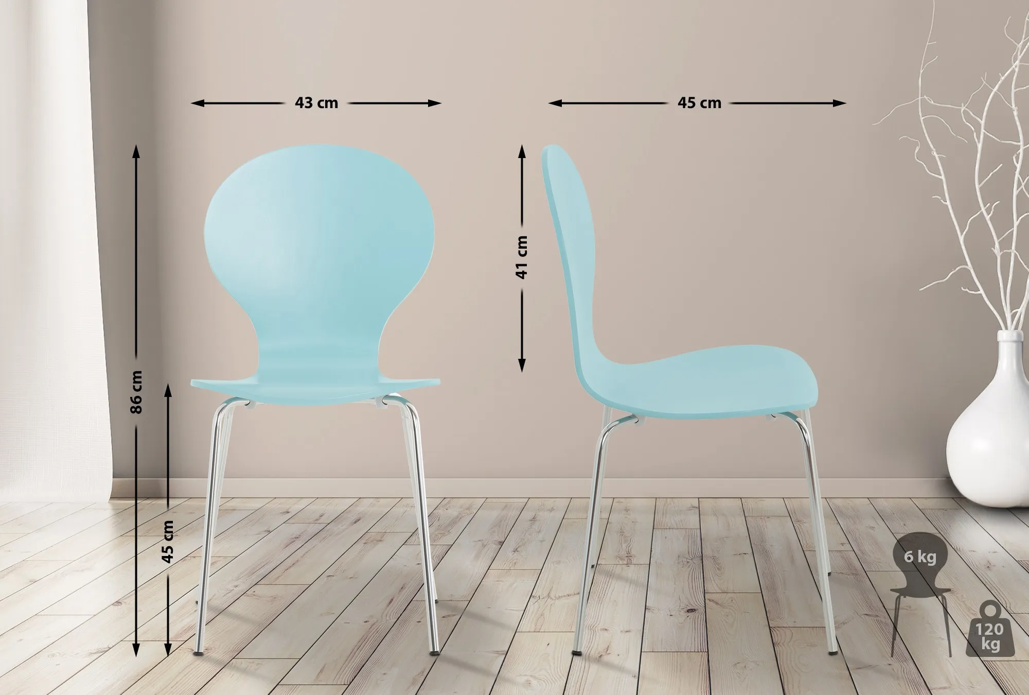 Besucherstuhl Diego 86x43x45 cm hellblau