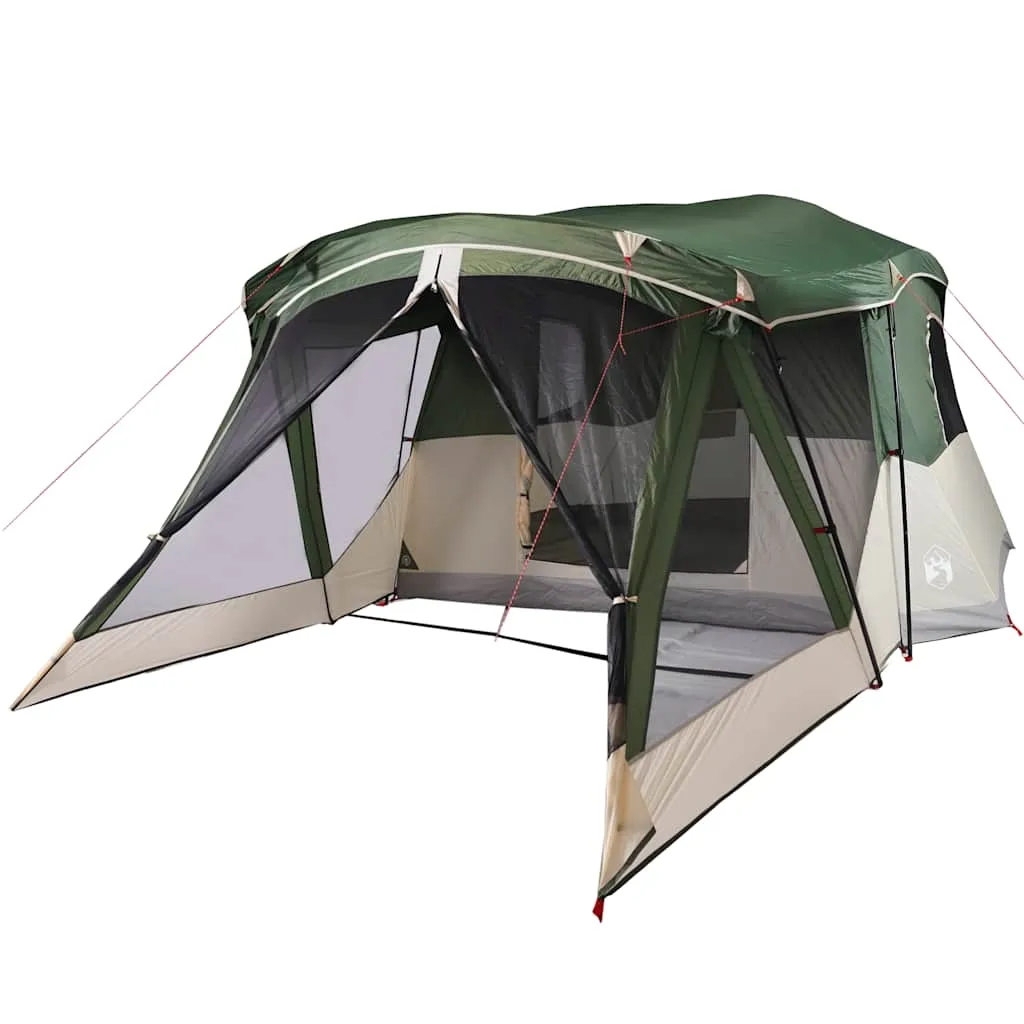 Campingzelt Grün 515x370x220 cm wasserdicht mit Vorzelt und Überzelt