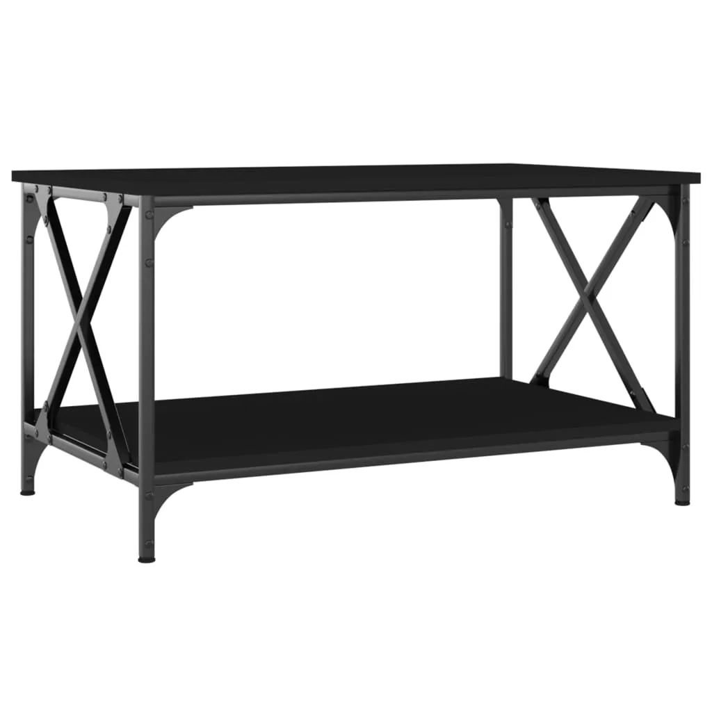 Couchtisch Schwarz 80x50x45 cm Holzwerkstoff und Eisen Couchtisch Schwarz 80x50x45 cm Holzwerkstoff und Eisen