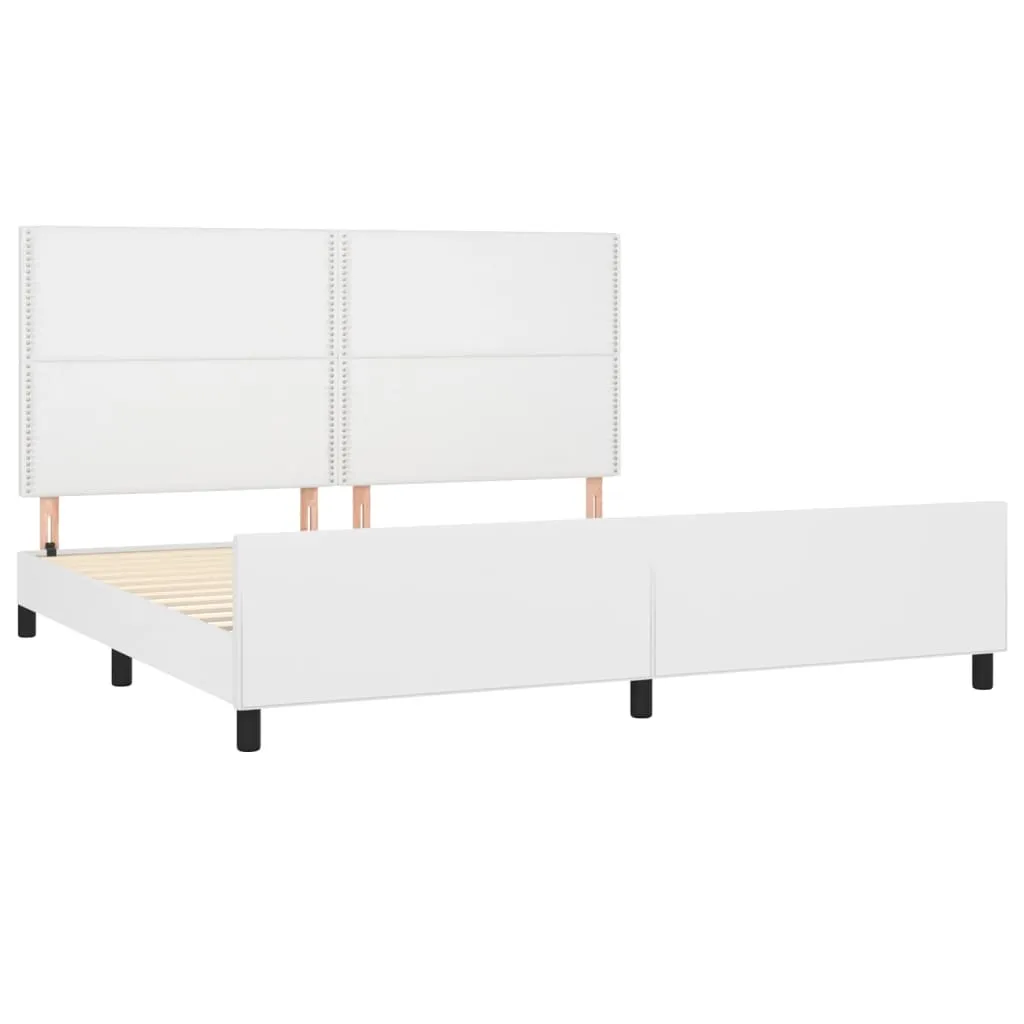 Bettgestell mit Kopfteil Weiß 200x200 cm Kunstleder