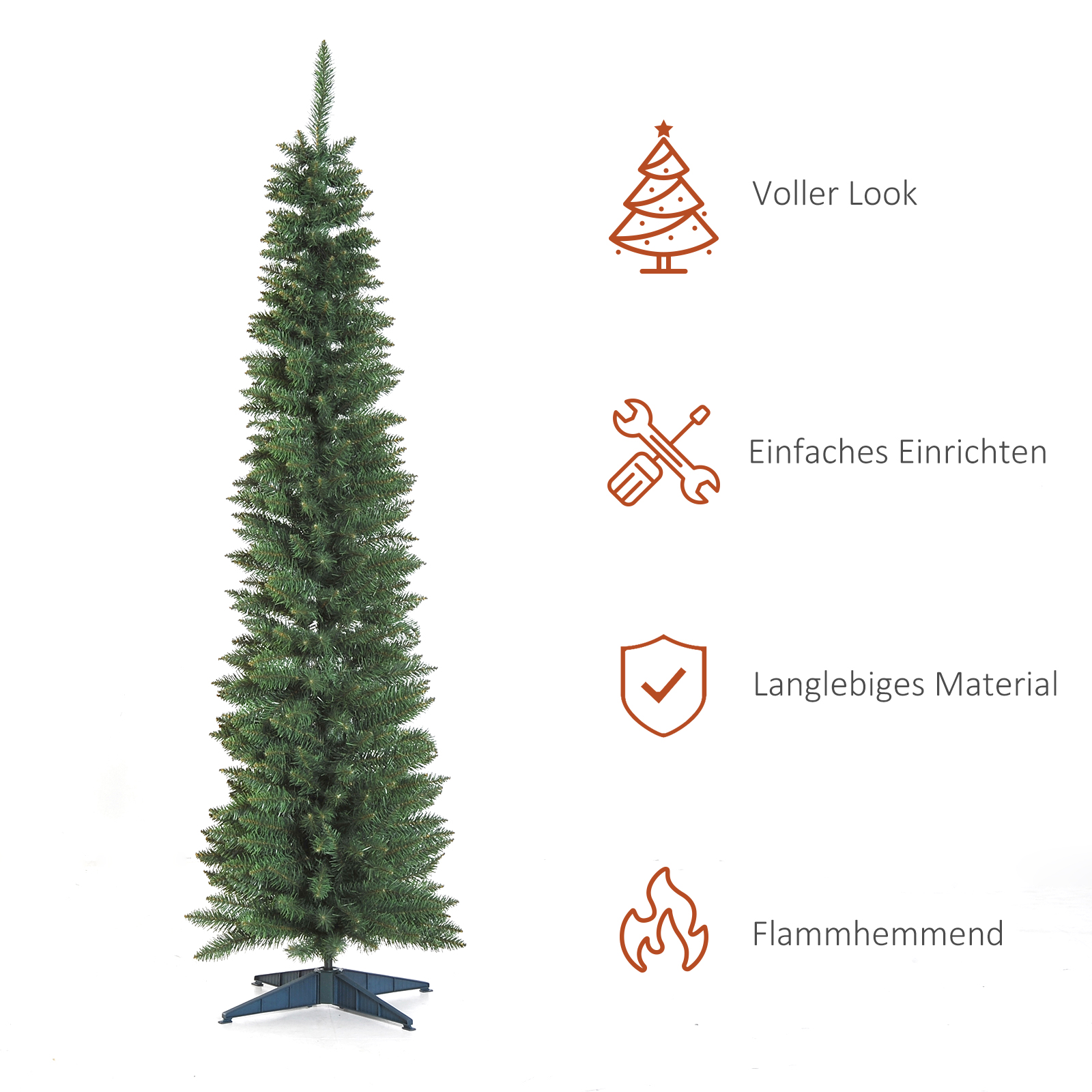 Künstlicher Weihnachtsbaum Tanne mit Ständer, 2,1 m, Grün