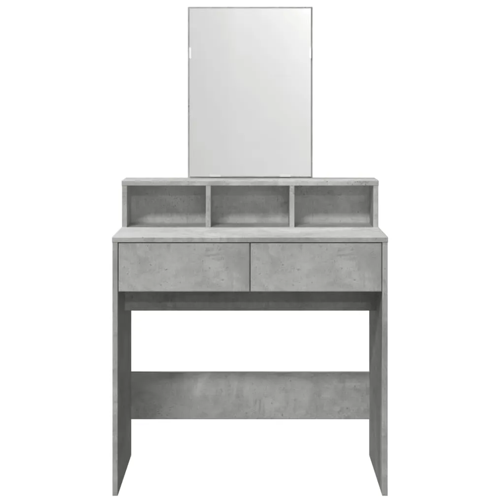 Schminktisch Betongrau 80 x 41 x 144,5 cm aus Holzwerkstoff und Glas