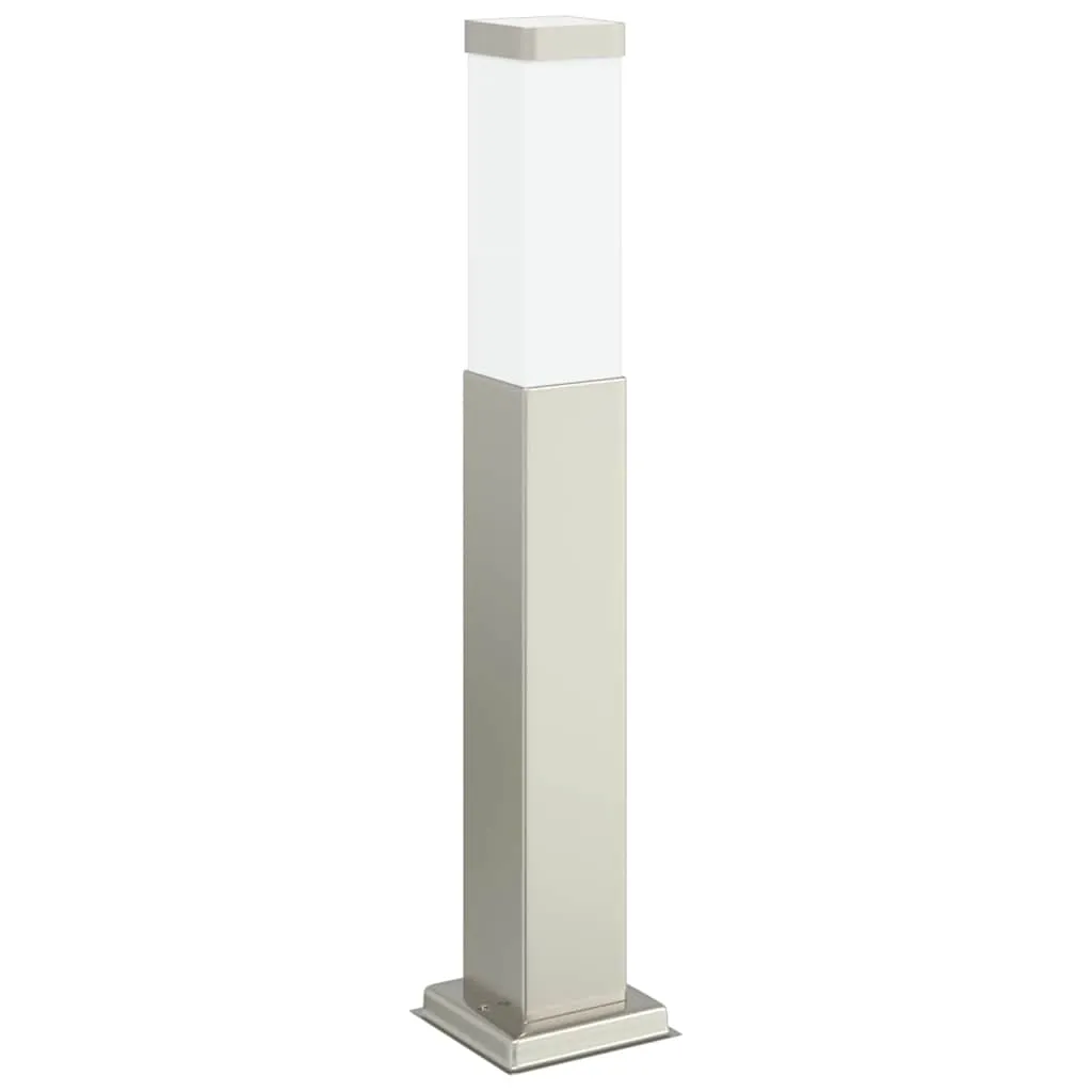 Silberne Pollerleuchte aus Edelstahl 10x10x50 cm mit IP44 Schutzart