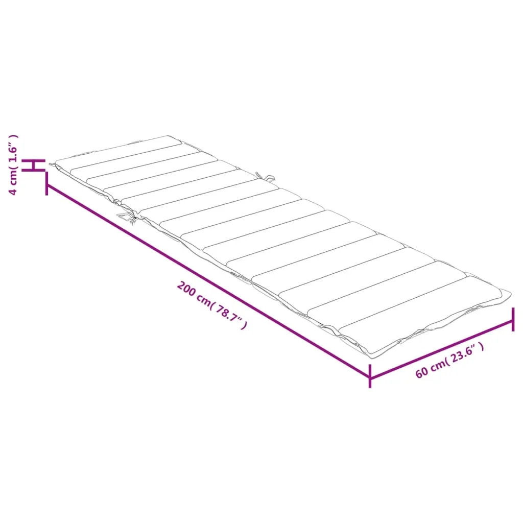 Bequeme Liegenauflage 200 x 60 x 4 cm in Melange Creme