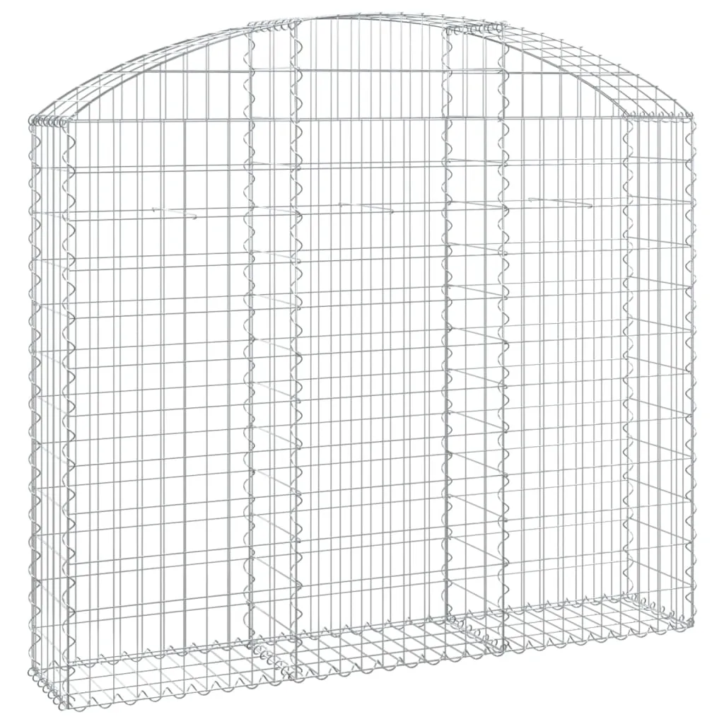 Gabionenwand Hochbogen 150x30x120/140 cm Silber verzinktes Eisen