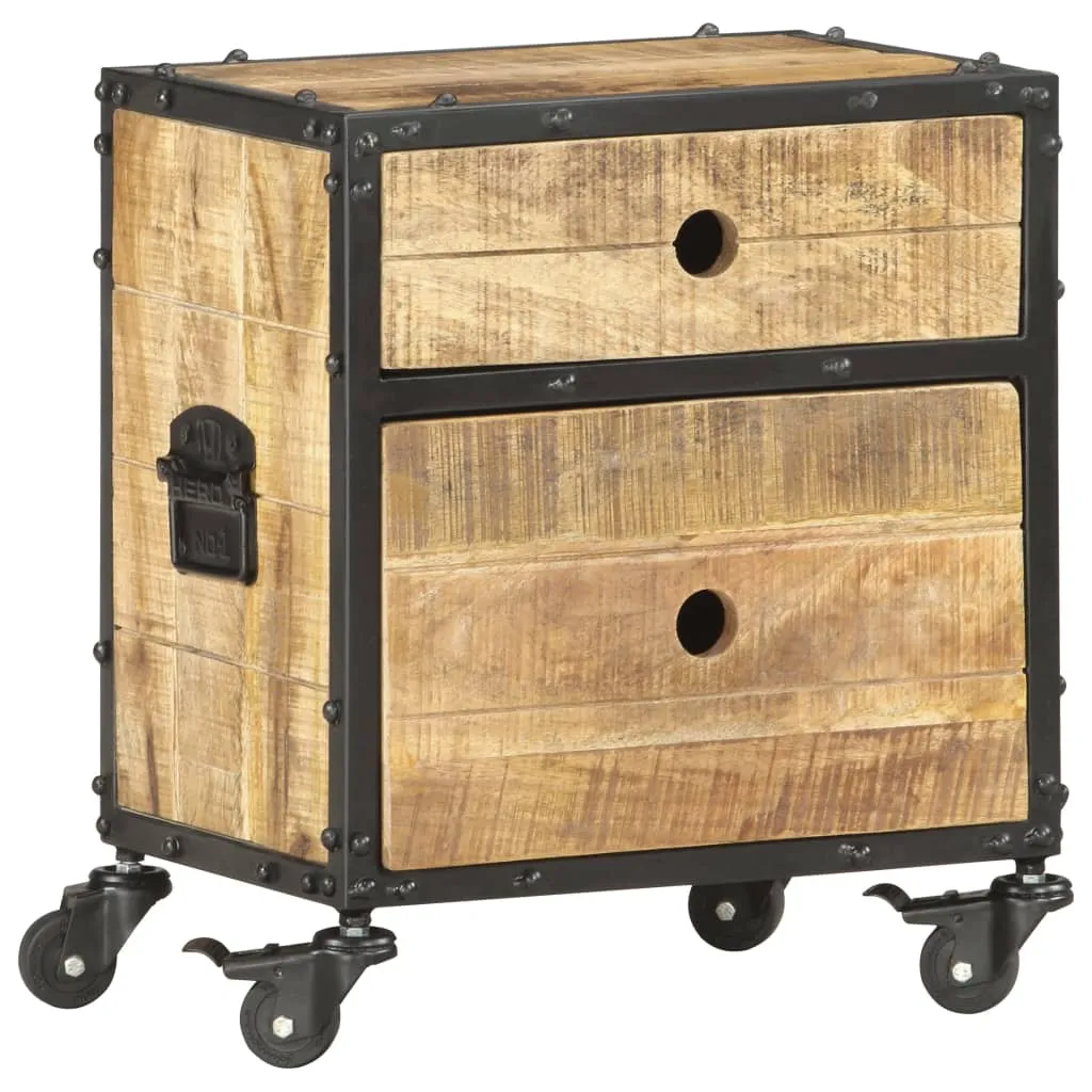 Nachttisch 40x30x50 cm Raues Mangoholz