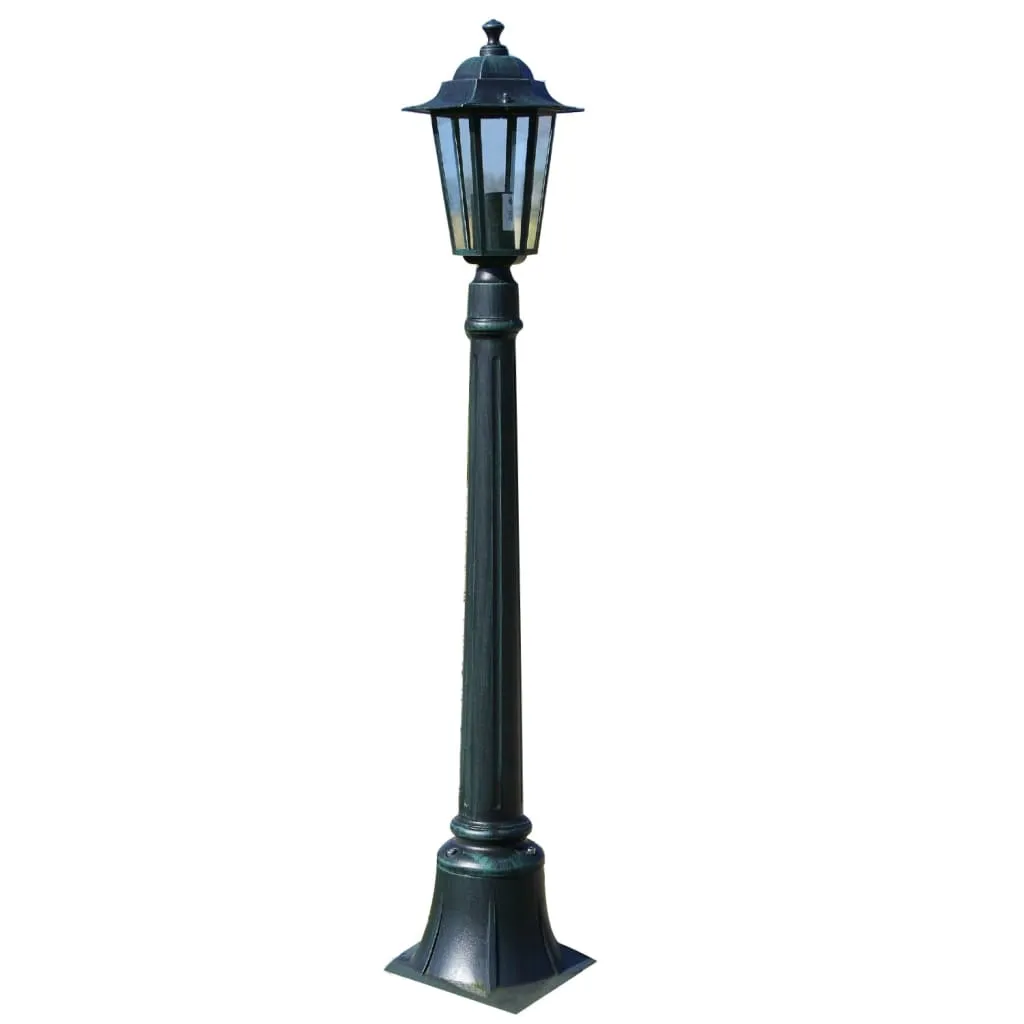 Dunkelgrüne Gartenleuchte aus Aluminium und Glas, 105 cm hoch