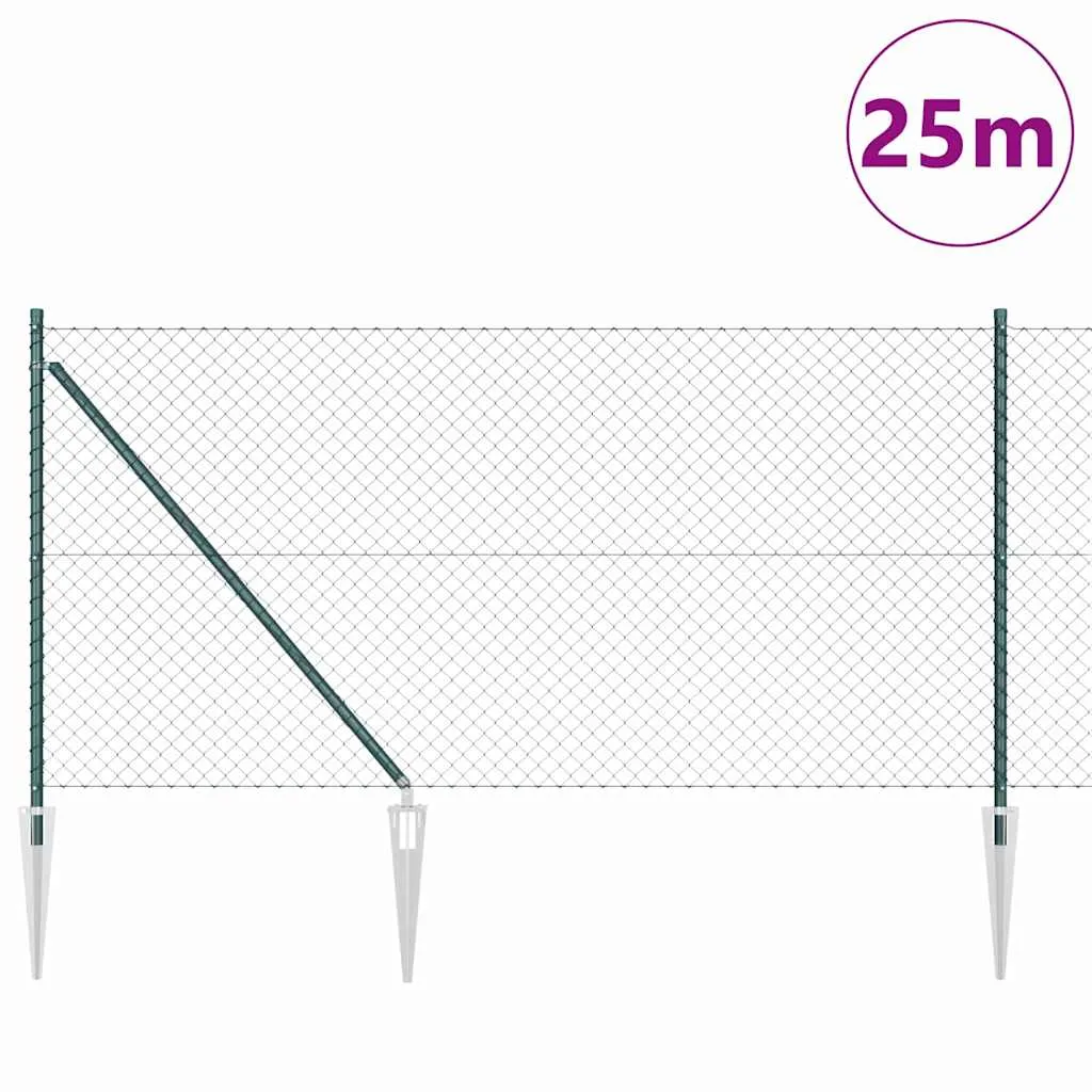 Zaunpfosten Set Grün 2500 x 3,2 x 100 cm aus Stahl