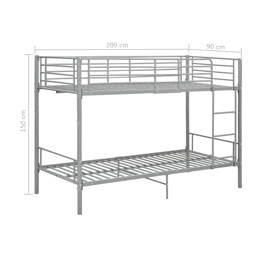 Elegantes Metall Etagenbett 208x96x150 cm in Grau