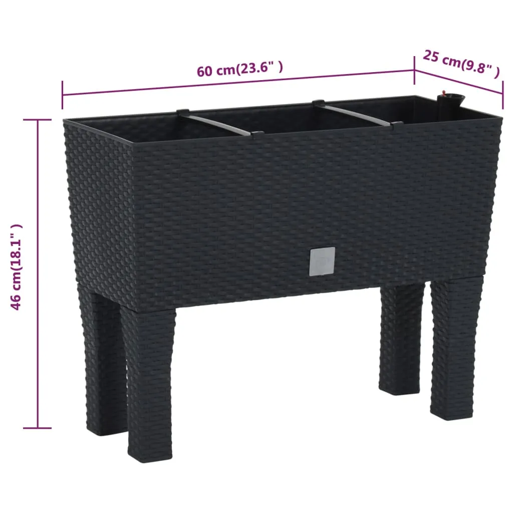 Hochbeet Pflanzkübel 60x25x46 cm Anthrazit Polypropylen Rattan-Optik