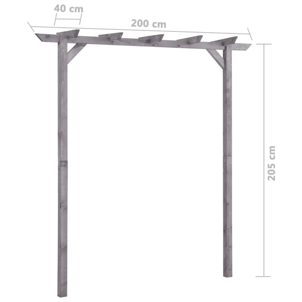 Stilvolle Pergola aus imprägniertem Massivholz 200x40x205 cm Grau