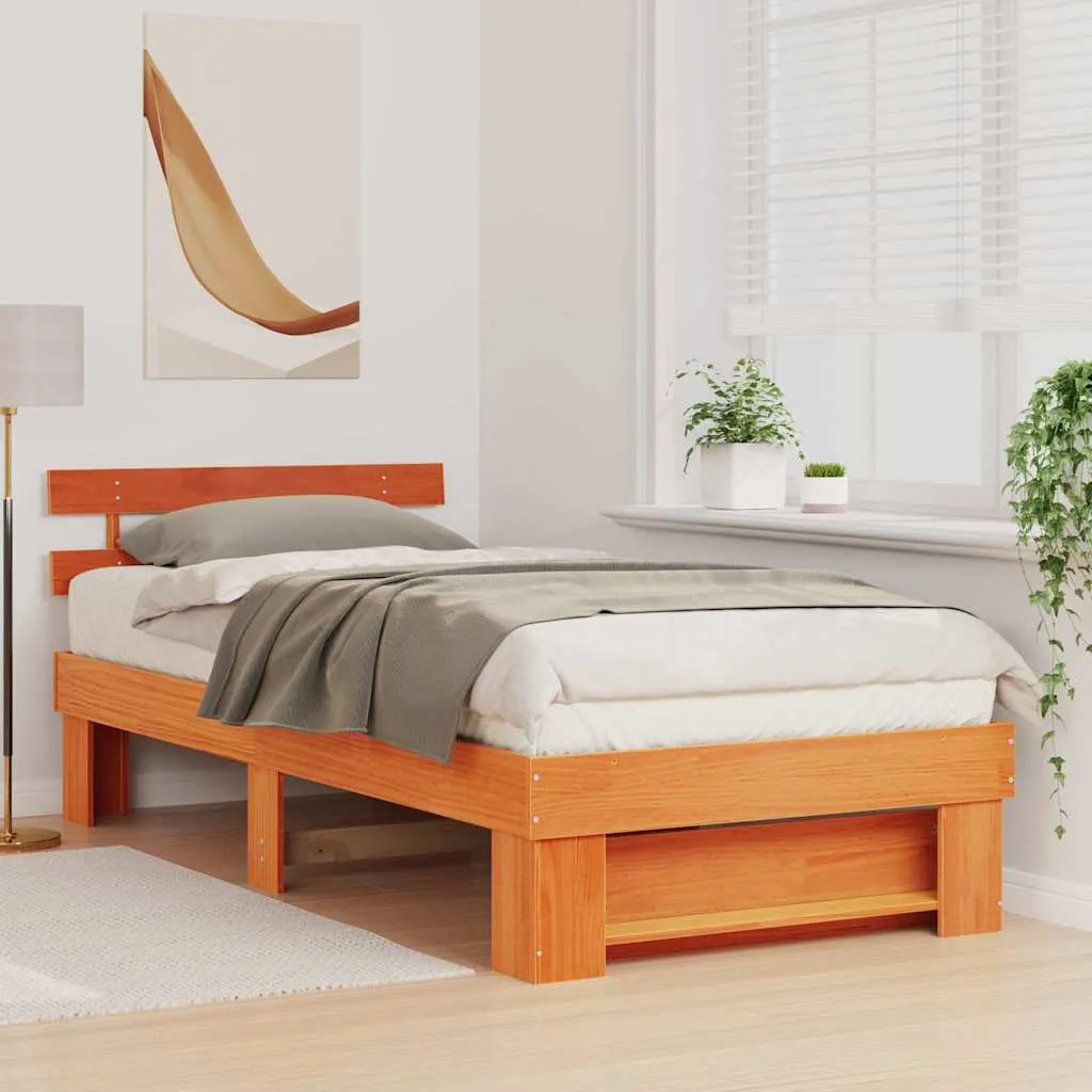 Bettrahmen Massivholz 208 x 83 x 73 cm Wachsbraun