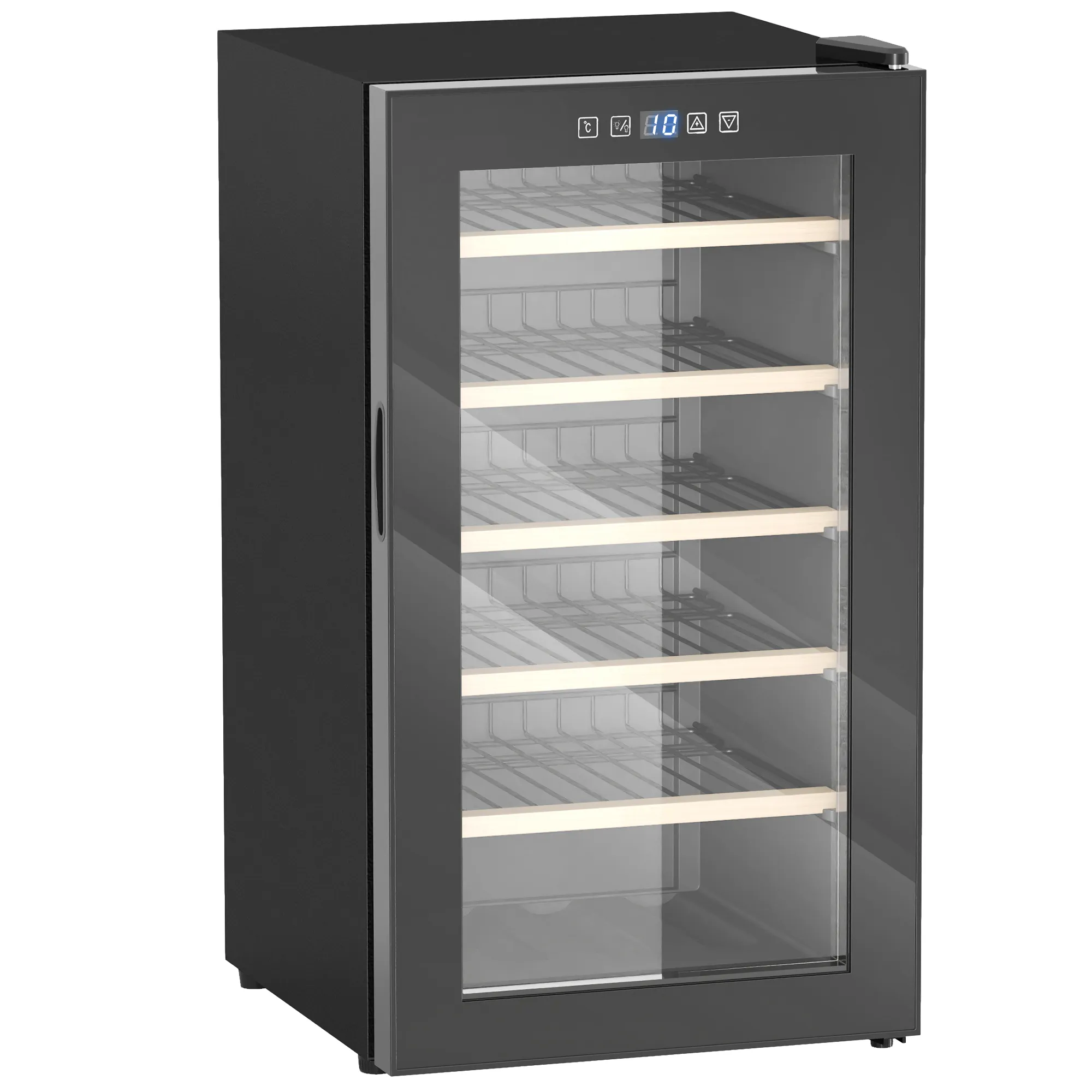 Weinkühlschrank für 41 Weinflaschen, 91 Liter Kapazität, Getränkekühlschrank mit LED-Anzeige, Touchscreen, Schwarz Weinkühlschrank für 41 Weinflaschen, 91 Liter Kapazität, Getränkekühlschrank mit LED-Anzeige, Touchscreen, Schwarz