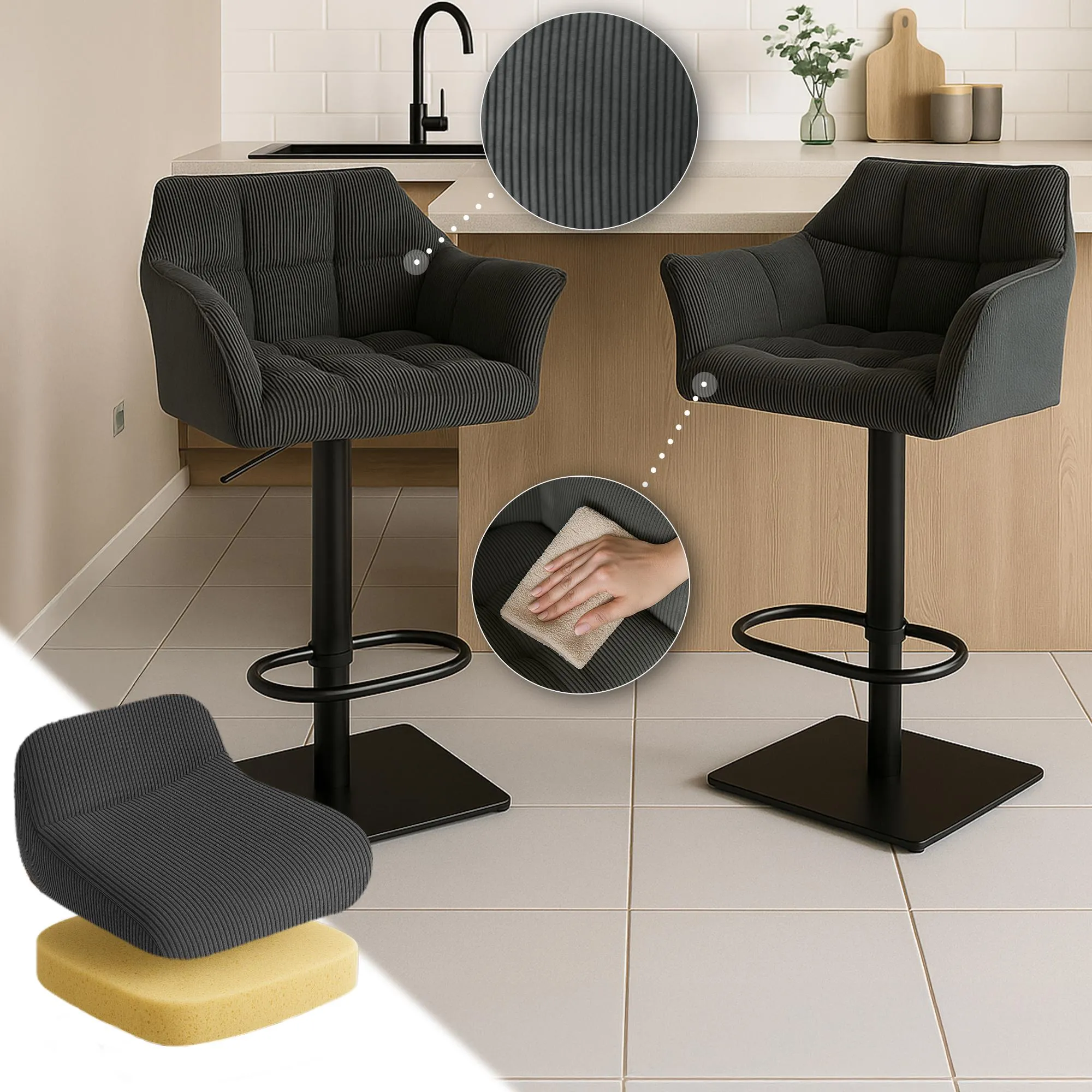 Barhocker Damaso 88x64x45 cm dunkelgrau