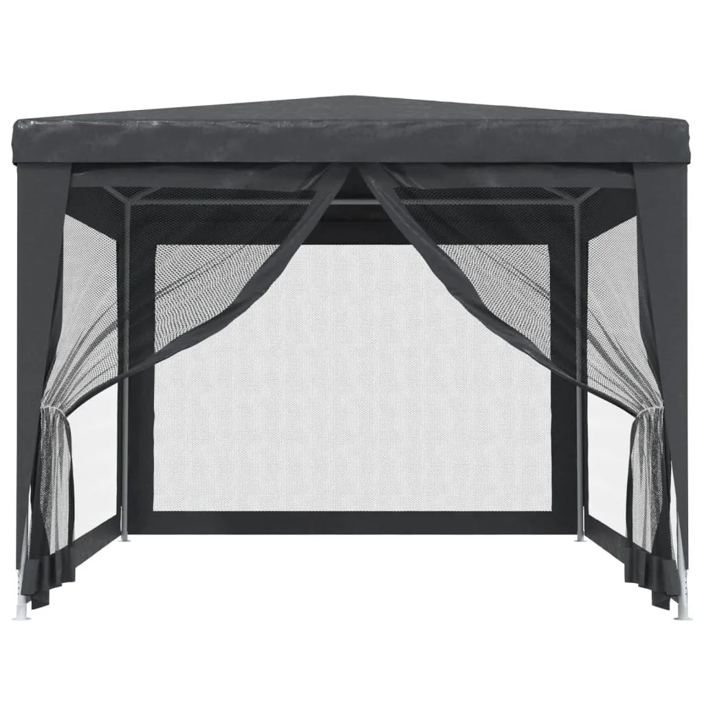 Partyzelt 297x396x246 cm Anthrazit mit wasserfestem HDPE und Mesh-Seitenwänden
