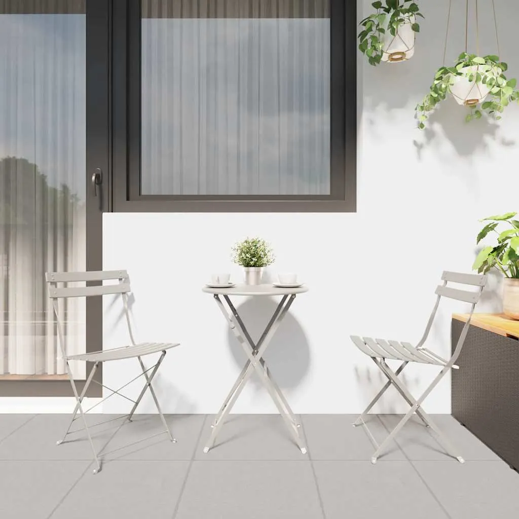 Stahl-Falt-Bistro-Set Beige 50 x 50 x 71 cm