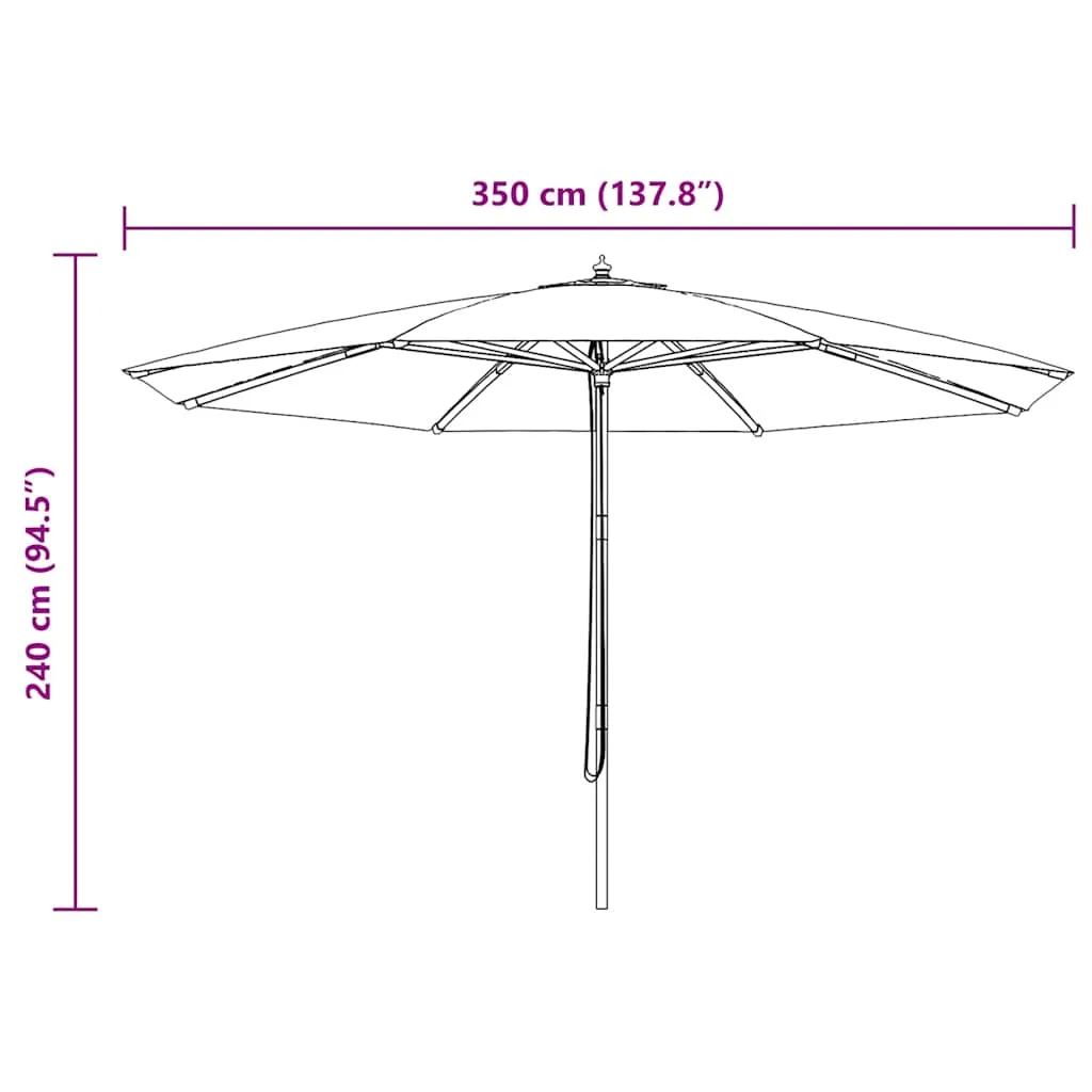 Sonnenschirm Sandweiß 350 x 240 cm mit Massivholz- und Bambusgestell